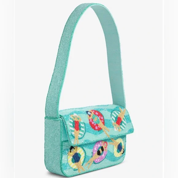 👙 🏊‍♀️ Viral NEW Beaded Aqua Shoulder Bag 🏖️ - Picture 2 of 7